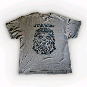 2013 Men's XL Star Wars Brown Textured Felt Chewbaca Graphic T Shirt